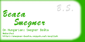beata smegner business card